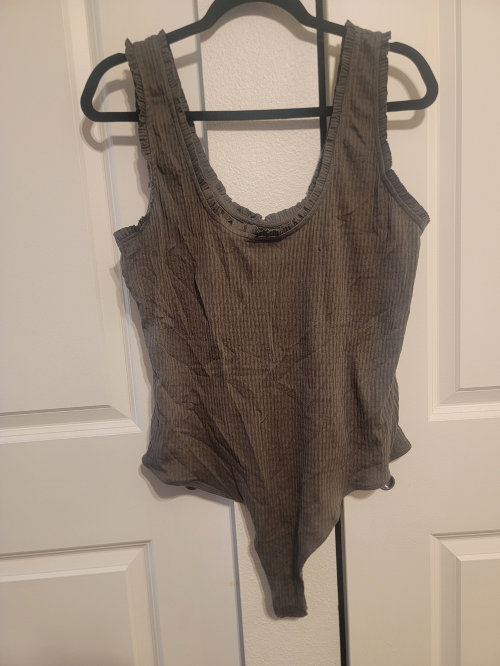 Ribbed Scoop Neck Bodysuit - Olive Wild Fable Xxl